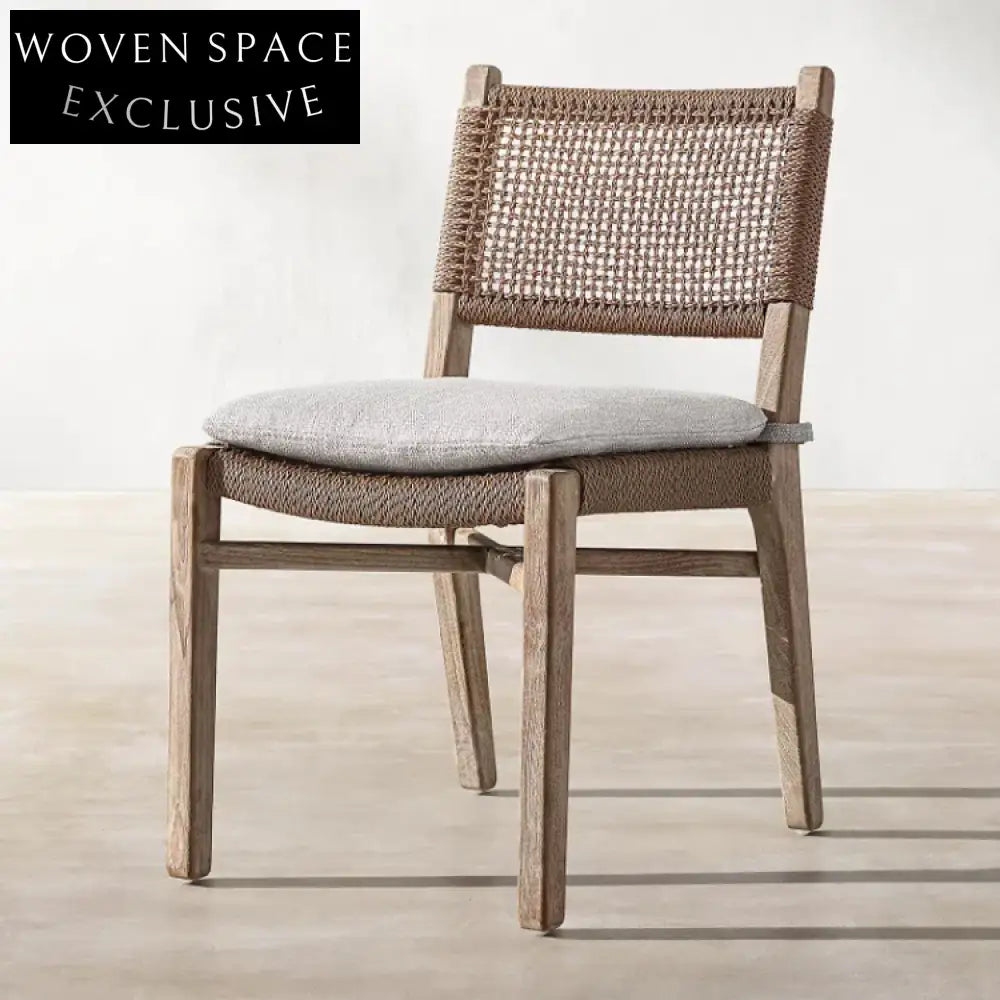 Durable Teak Wood Rattan Outdoor Patio Restaurant Cafe Dining Chair Set