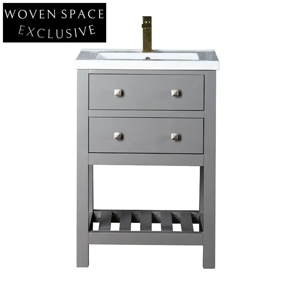 Durable Waterproof Floor Standing Bathroom Vanity Cabinet with Integrated LED Mirror