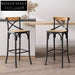 Durable Wooden Cross-Back Bar Stool for Kitchen Island and Bistro Dining