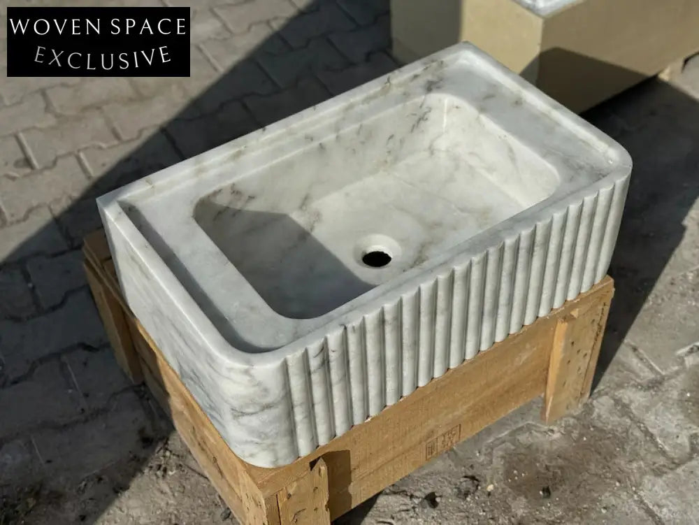 Eadgar Carrara Marble Sink with Ribbed Sides