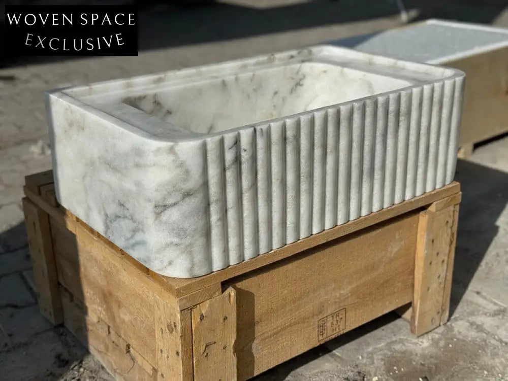 Eadgar Carrara Marble Sink with Ribbed Sides
