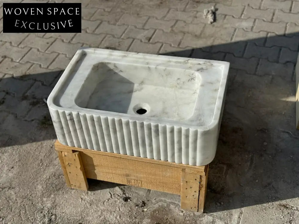 Eadgar Carrara Marble Sink with Ribbed Sides