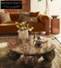 Vintage Earthy Brown Natural Marble Ball Base Round Coffee Table