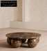 Vintage Earthy Brown Natural Marble Ball Base Round Coffee Table