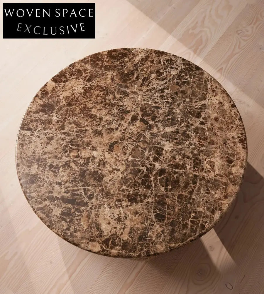 Vintage Earthy Brown Natural Marble Ball Base Round Coffee Table