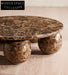Vintage Earthy Brown Natural Marble Ball Base Round Coffee Table
