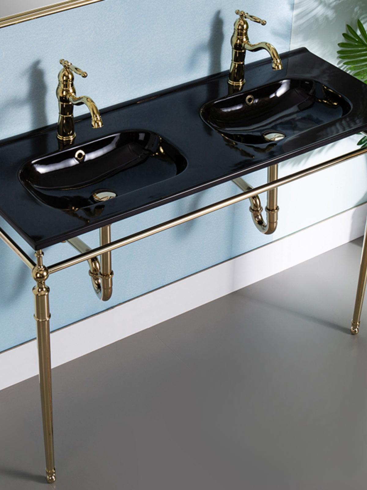 Mariann Retro Black Glaze Ceramic Basin Set