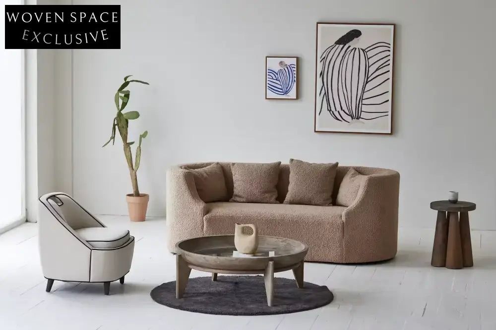 Reclaimed Elm Wood Round Coffee Table with 8mm Tempered Glass Top