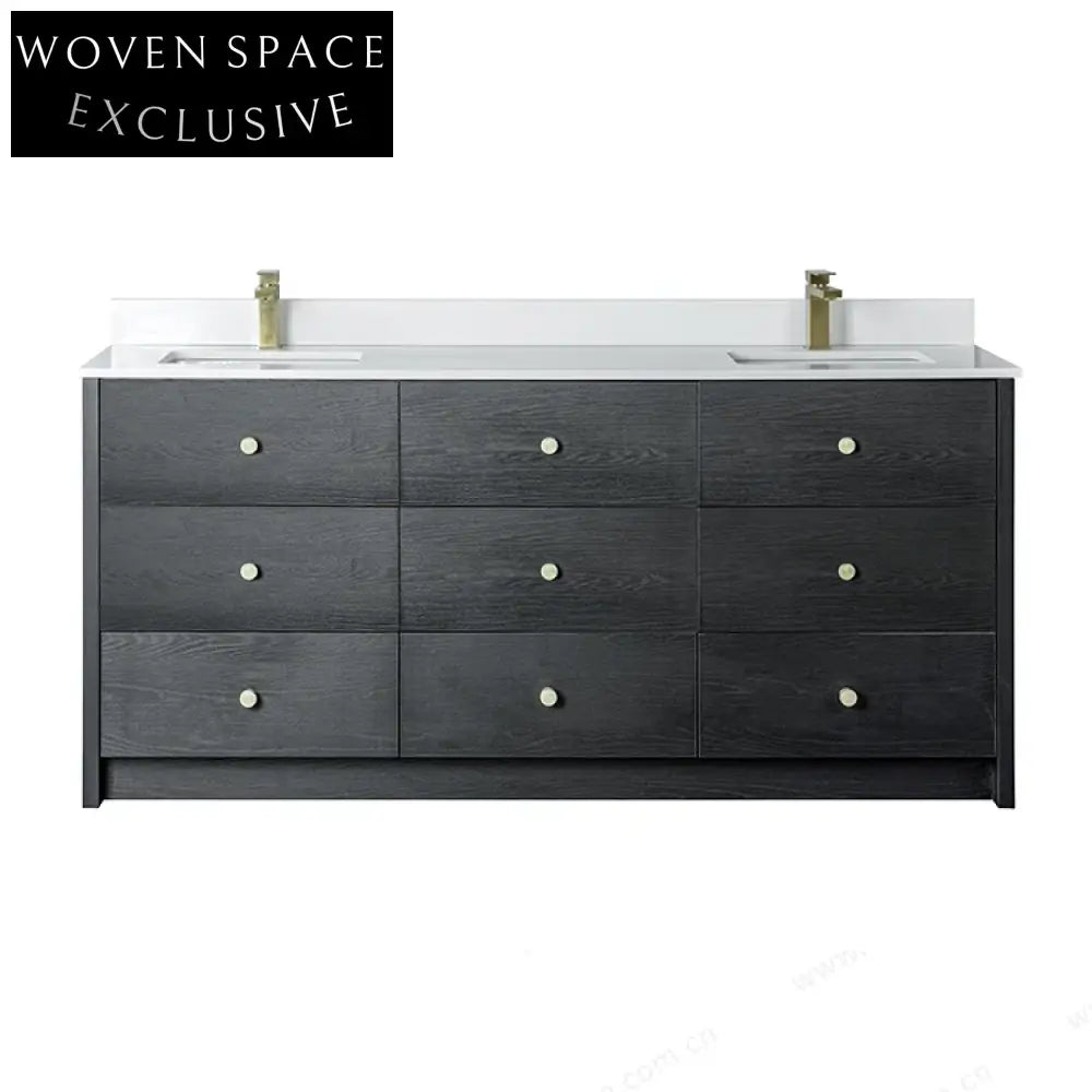 Eco-Friendly Plywood Melamine Bathroom Vanity Cabinet with Soft-Close Drawers and Doors