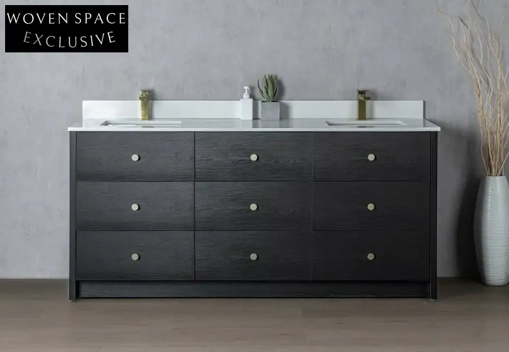 Eco-Friendly Plywood Melamine Bathroom Vanity Cabinet with Soft-Close Drawers and Doors