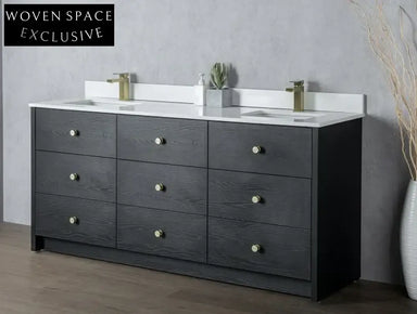 Eco-Friendly Plywood Melamine Bathroom Vanity Cabinet with Soft-Close Drawers and Doors