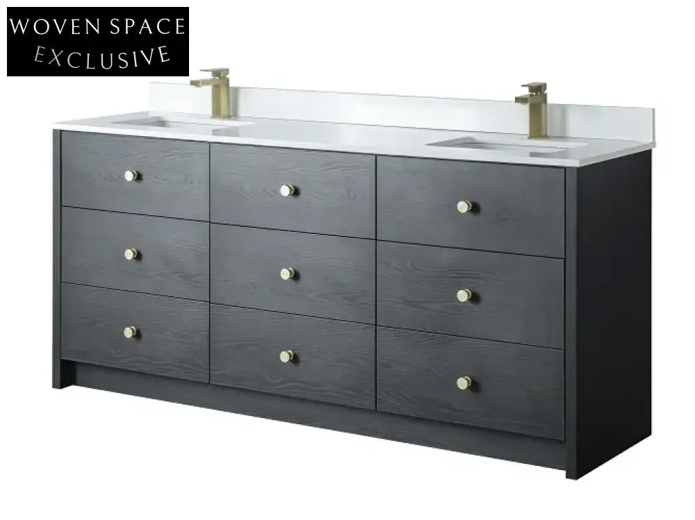 Eco-Friendly Plywood Melamine Bathroom Vanity Cabinet with Soft-Close Drawers and Doors