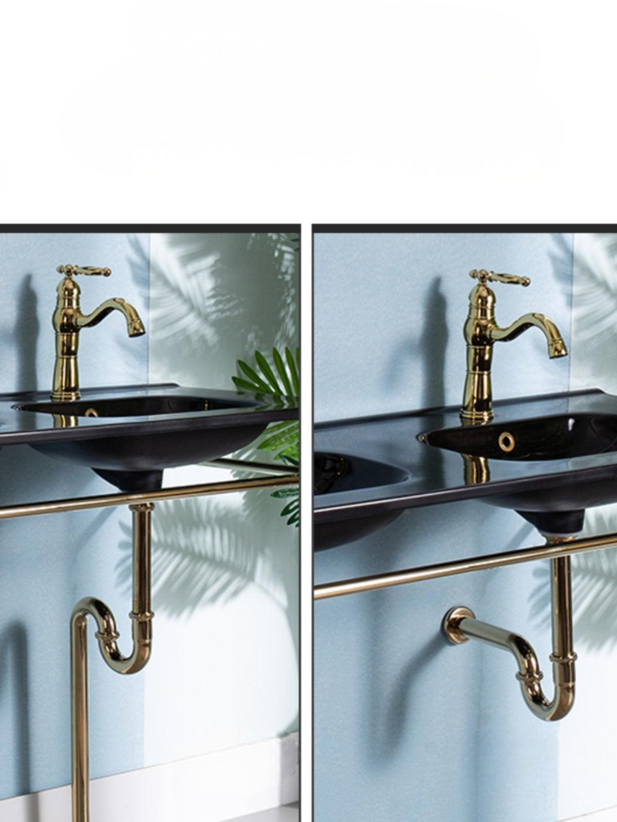 Mariann Retro Black Glaze Ceramic Basin Set