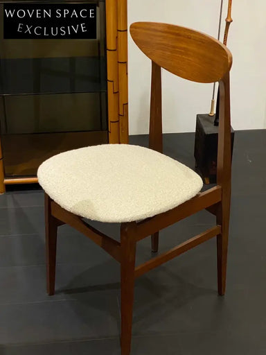 Elegant 1960s Italian Teak Wood Dining Chair with Reupholstered Seat