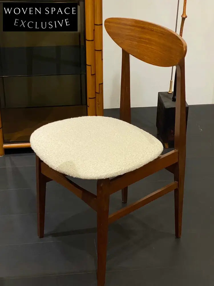 Elegant 1960s Italian Teak Wood Dining Chair with Reupholstered Seat