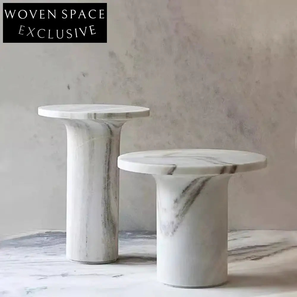 Elegant 2-Piece White Marble Side Coffee Table Set for Modern Homes
