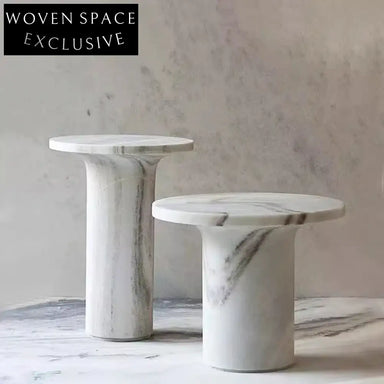 Elegant 2-Piece White Marble Side Coffee Table Set for Modern Homes