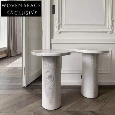 Elegant 2-Piece White Marble Side Coffee Table Set for Modern Homes