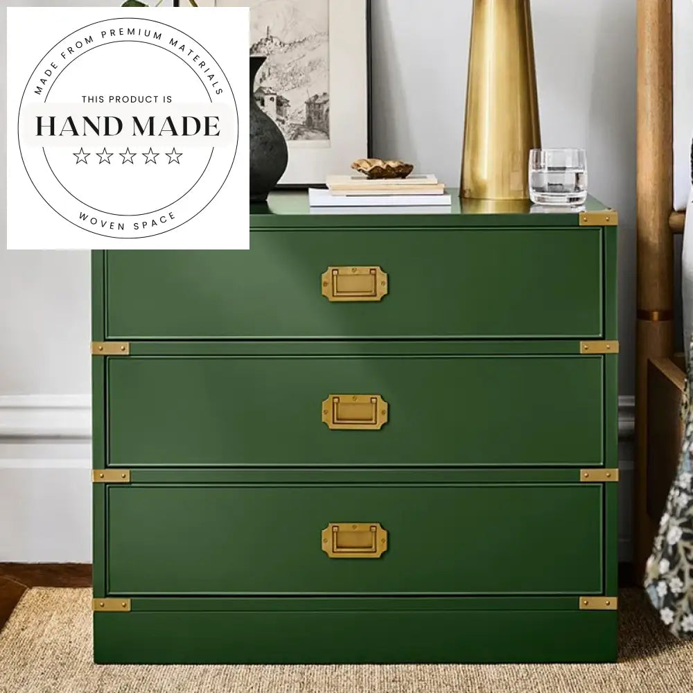 Elegant 3 Drawer Wooden French Design Navy Blue Bedside Table