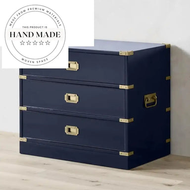 Elegant 3 Drawer Wooden French Design Navy Blue Bedside Table