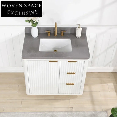 Elegant 36-inch White Modern Bathroom Vanity Cabinet with Soft-Close Drawers