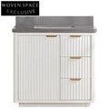Elegant 36-inch White Modern Bathroom Vanity Cabinet with Soft-Close Drawers