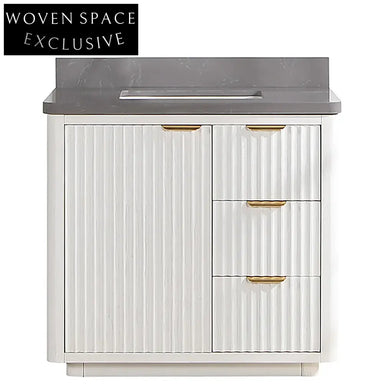 Elegant 36-inch White Modern Bathroom Vanity Cabinet with Soft-Close Drawers