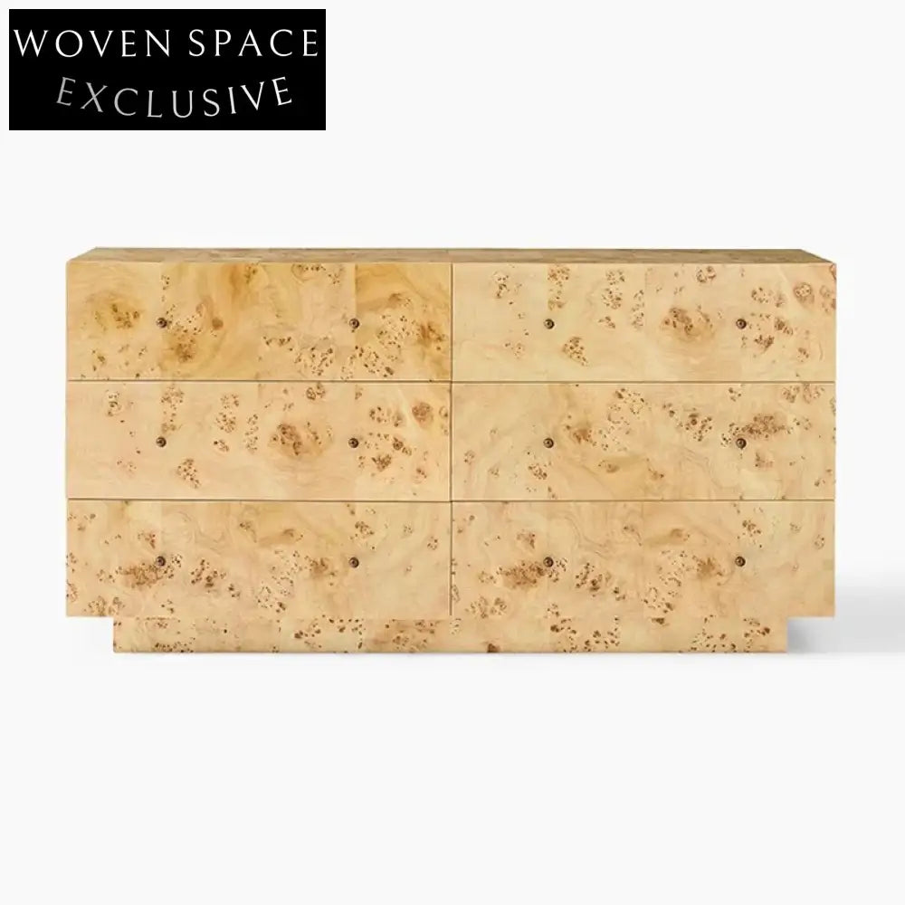 Elegant 6-Drawer Solid Wood Minimalist Console Cabinet for Hallway Storage