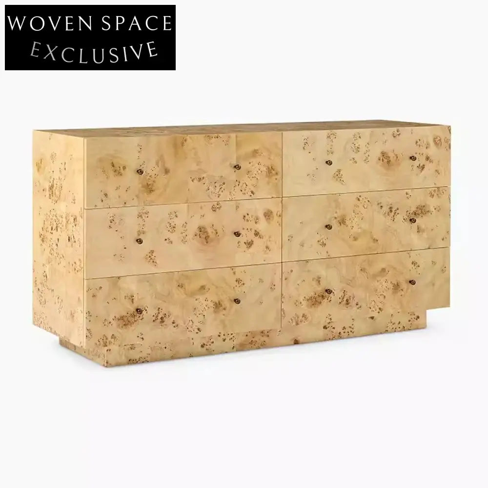 Elegant 6-Drawer Solid Wood Minimalist Console Cabinet for Hallway Storage