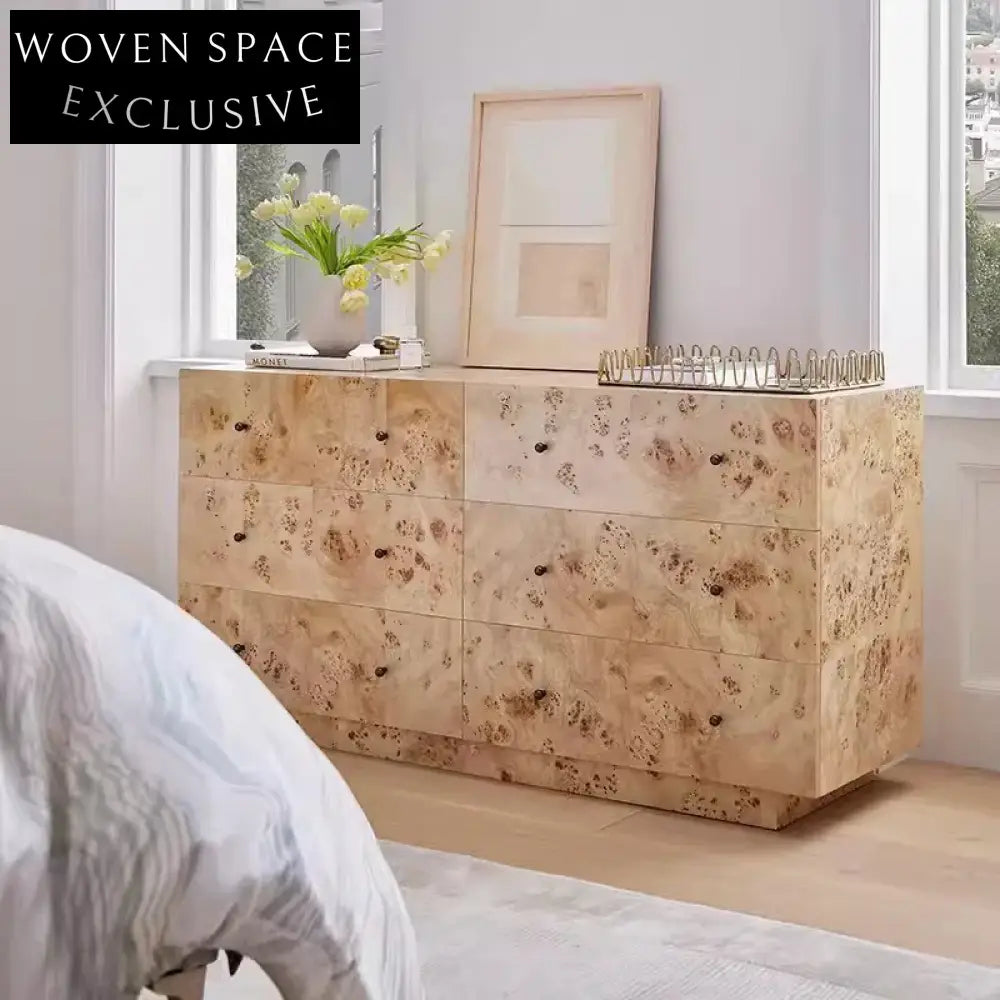 Elegant 6-Drawer Solid Wood Minimalist Console Cabinet for Hallway Storage