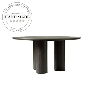 Elegant 60 Inch Round Black Solid Oak 6 Seater Dining Table