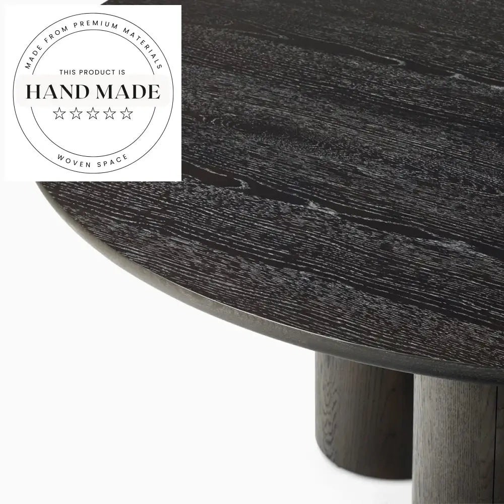 Elegant 60 Inch Round Black Solid Oak 6 Seater Dining Table
