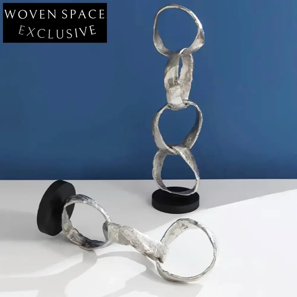 Elegant Abstract Silver Metal Table Sculpture Decor for Modern Home Living Spaces
