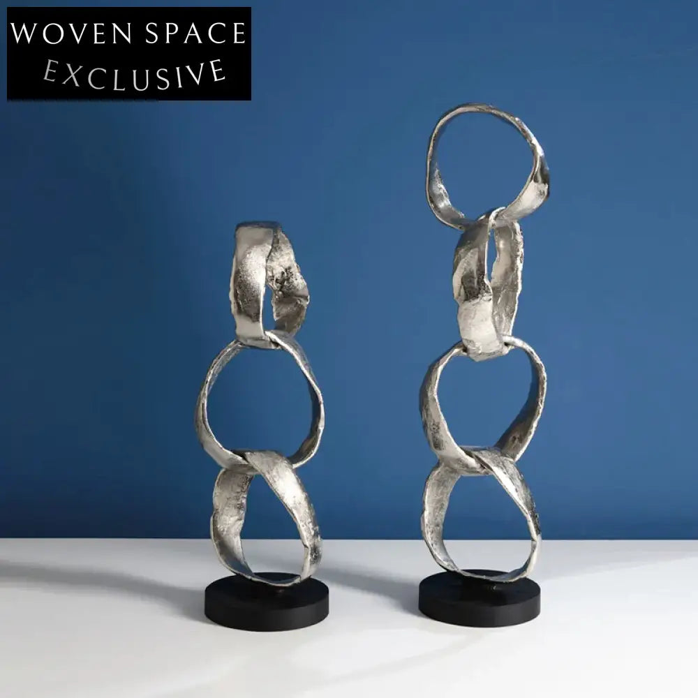 Elegant Abstract Silver Metal Table Sculpture Decor for Modern Home Living Spaces