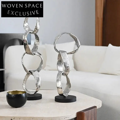 Elegant Abstract Silver Metal Table Sculpture Decor for Modern Home Living Spaces