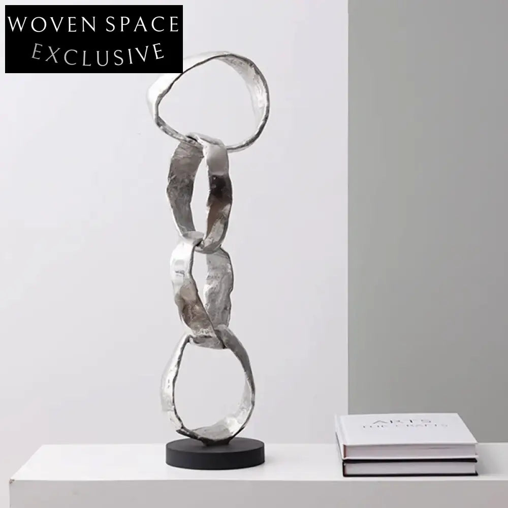 Elegant Abstract Silver Metal Table Sculpture Decor for Modern Home Living Spaces