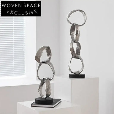 Elegant Abstract Silver Metal Table Sculpture Decor for Modern Home Living Spaces