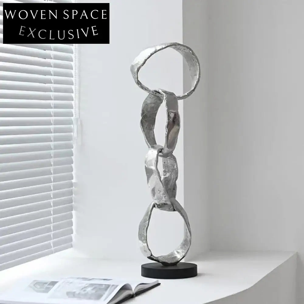 Elegant Abstract Silver Metal Table Sculpture Decor for Modern Home Living Spaces