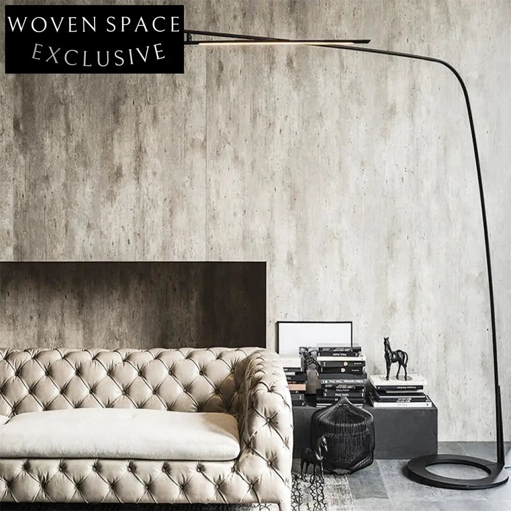 Elegant Adjustable Fishing Rod LED Floor Lamp, Modern Black Metal Design for Study