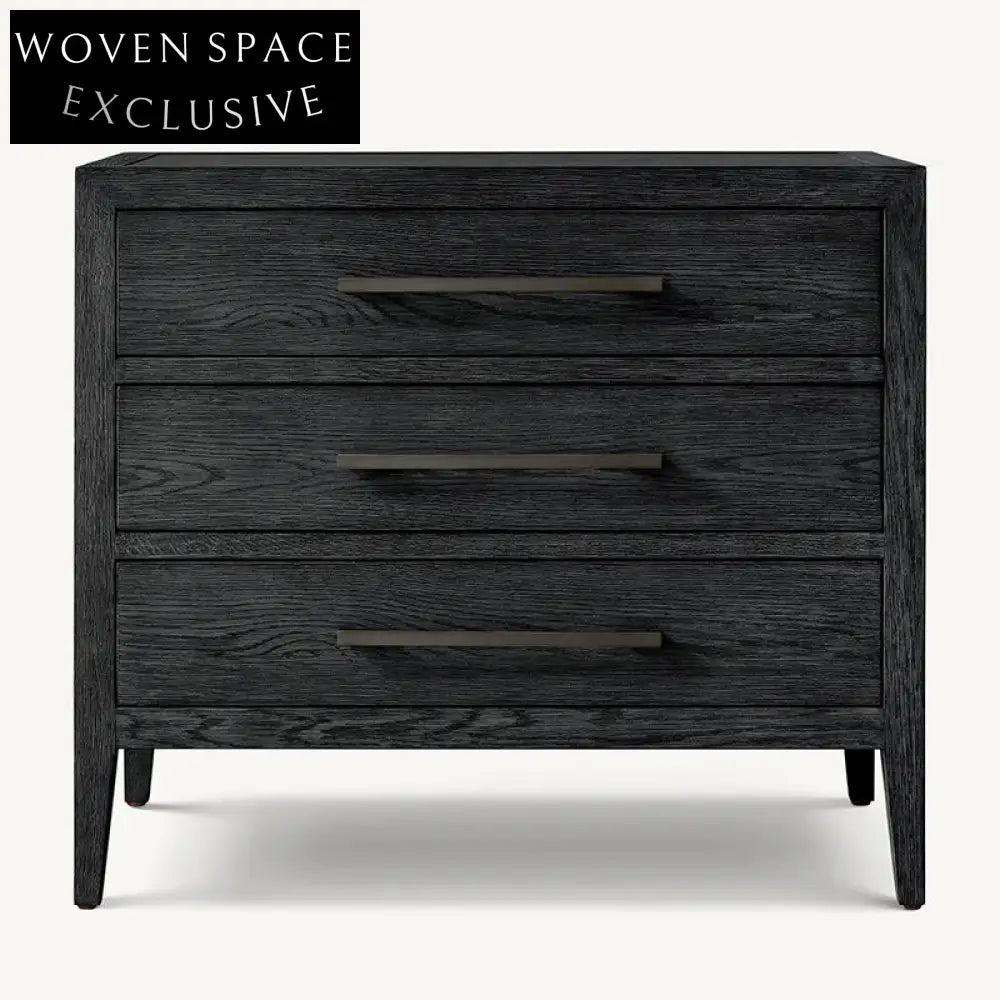 Elegant American Style Solid Oak Nightstand with Integrated Storage Drawer for Bedroom