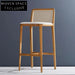 Elegant American Style Solid Wood Rattan Woven High Back Bar Stool