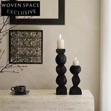 Elegant Antique Carbonized Wood Decorative Table Candle Holder