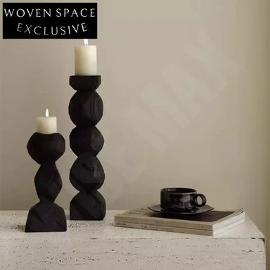 Elegant Antique Carbonized Wood Decorative Table Candle Holder