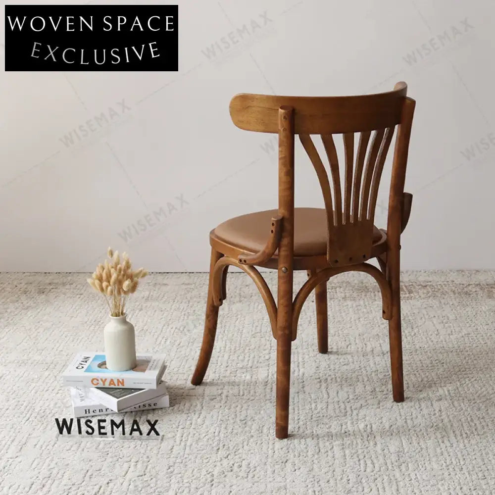 Elegant Antique Style Bentwood Dining Chair with Comfortable PU Leather Seat