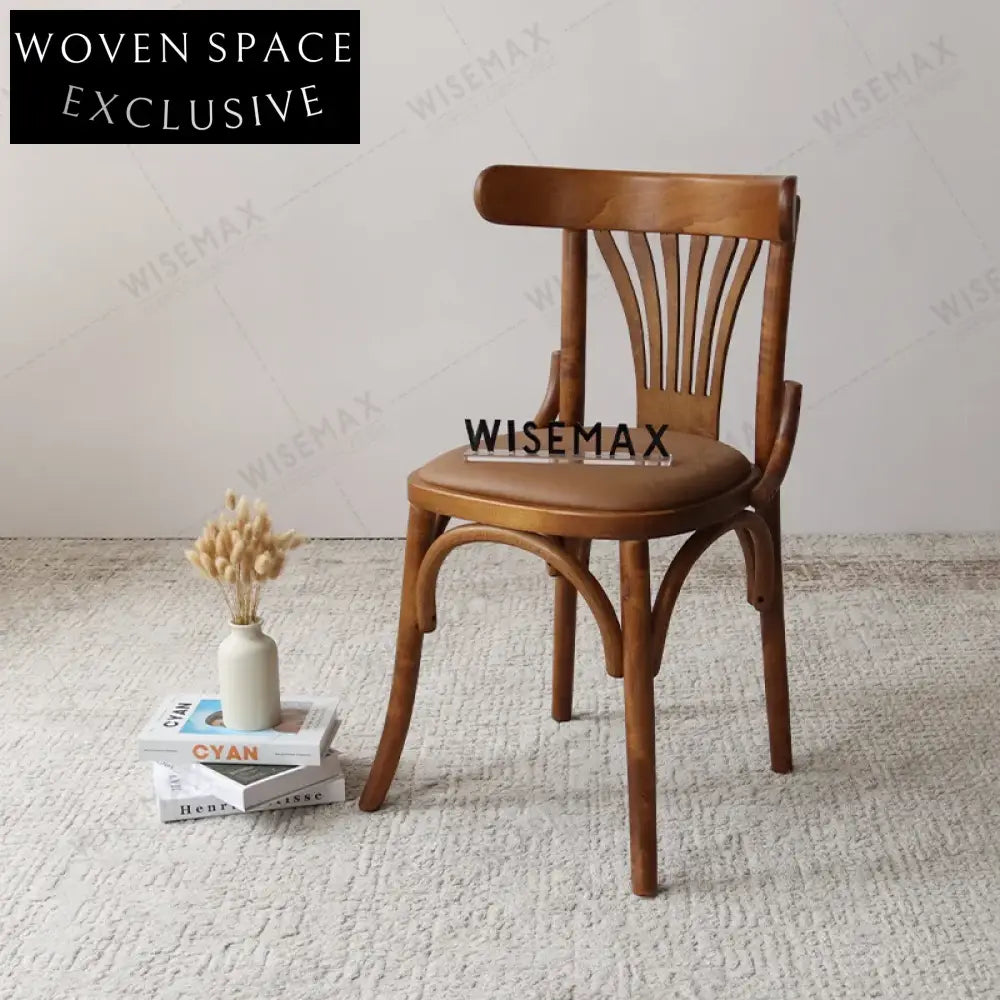 Elegant Antique Style Bentwood Dining Chair with Comfortable PU Leather Seat