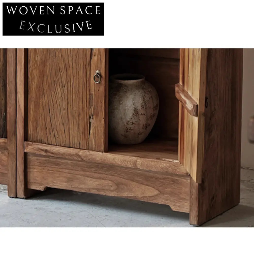 Elegant Antique Wabi Sabi Solid Maple Wood Museum Display Cabinet