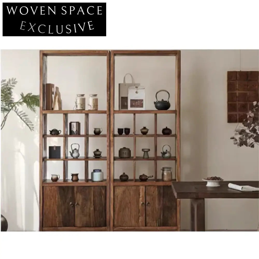 Elegant Antique Wabi Sabi Solid Maple Wood Museum Display Cabinet