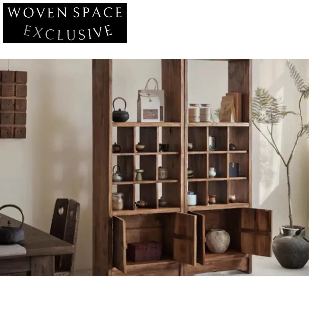 Elegant Antique Wabi Sabi Solid Maple Wood Museum Display Cabinet