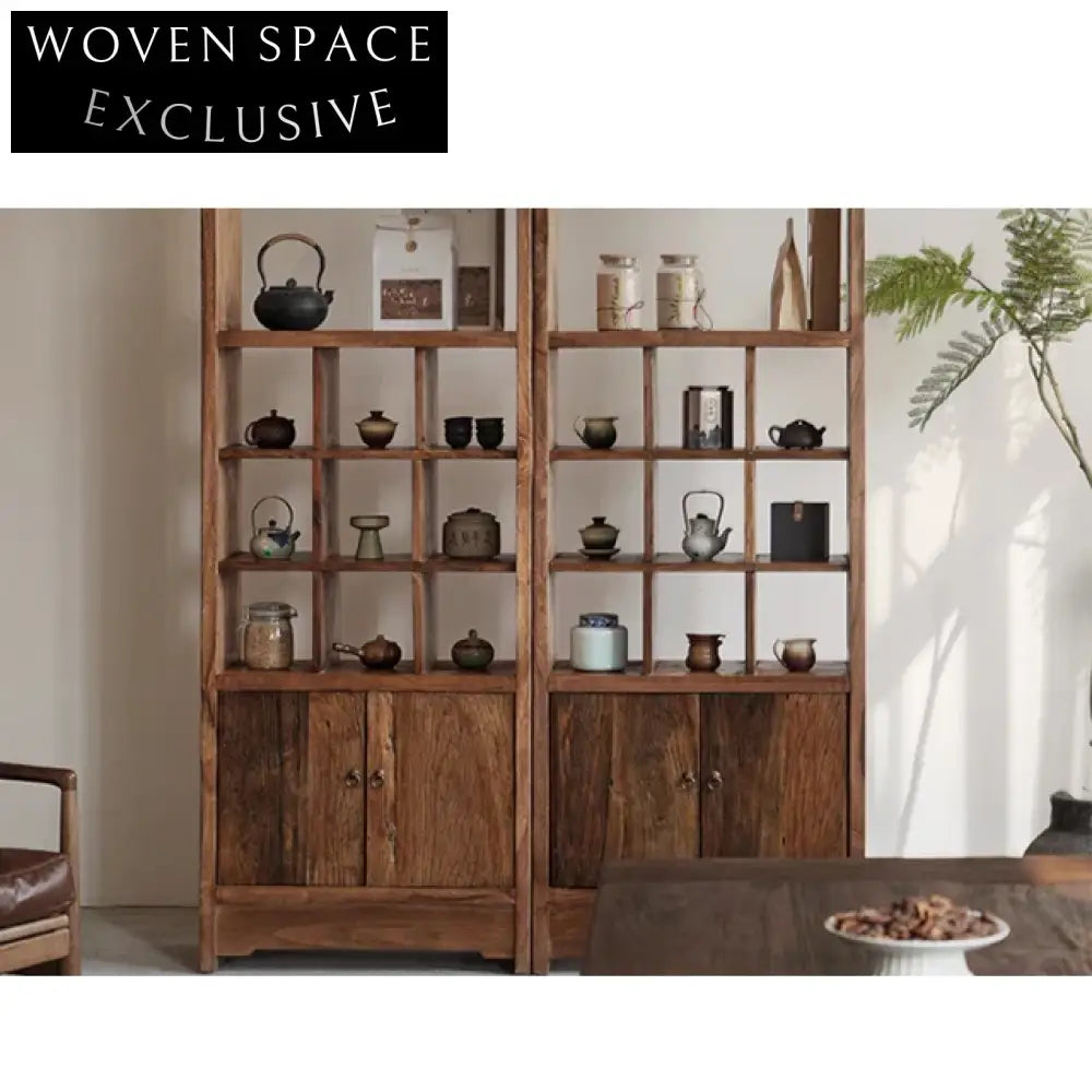 Elegant Antique Wabi Sabi Solid Maple Wood Museum Display Cabinet