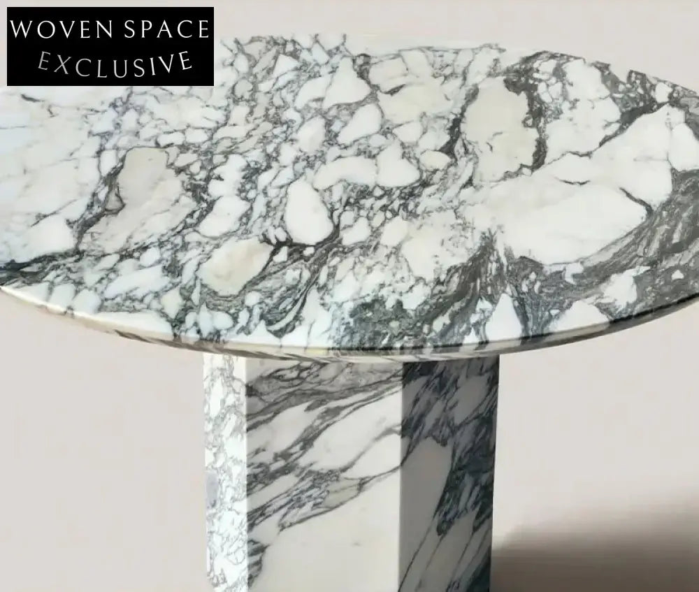 Elegant Arabescato White Marble Round Coffee Table for Modern Living Spaces